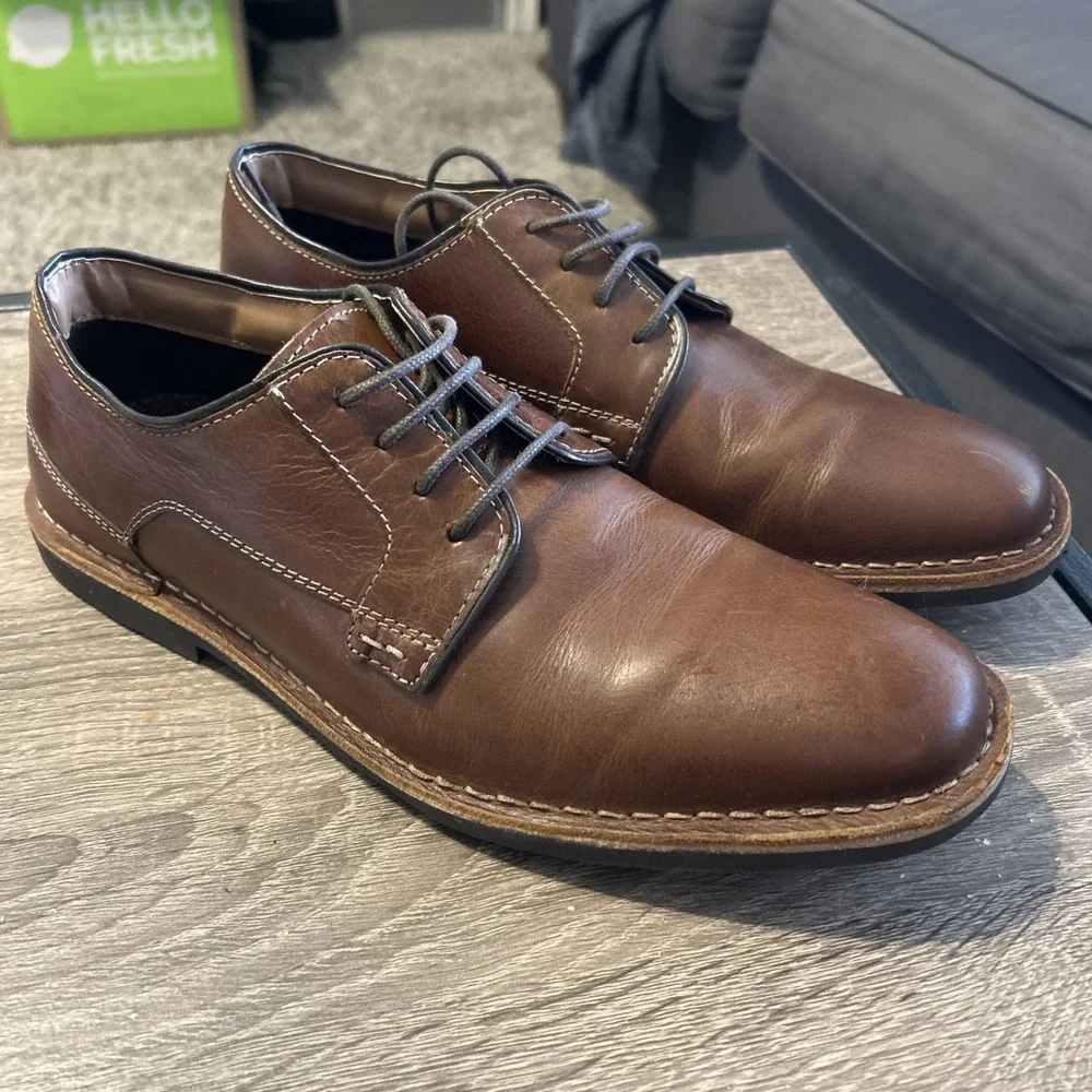 Crown Vintage CR-LEITCHWOR SIZE 9 Brown Dulvano Men's Dress Shoes Oxfords Derby